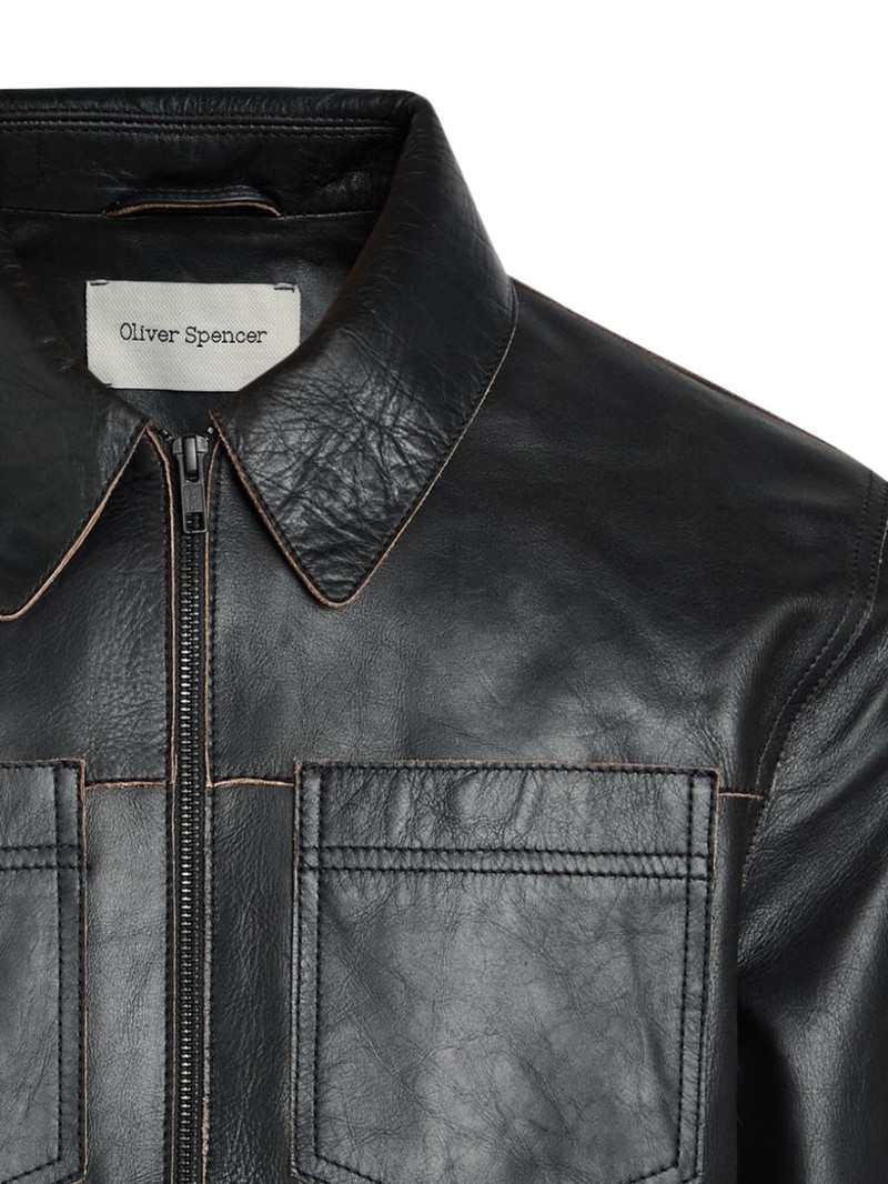Oliver Spencer Norton zip-up leather jacket outlook