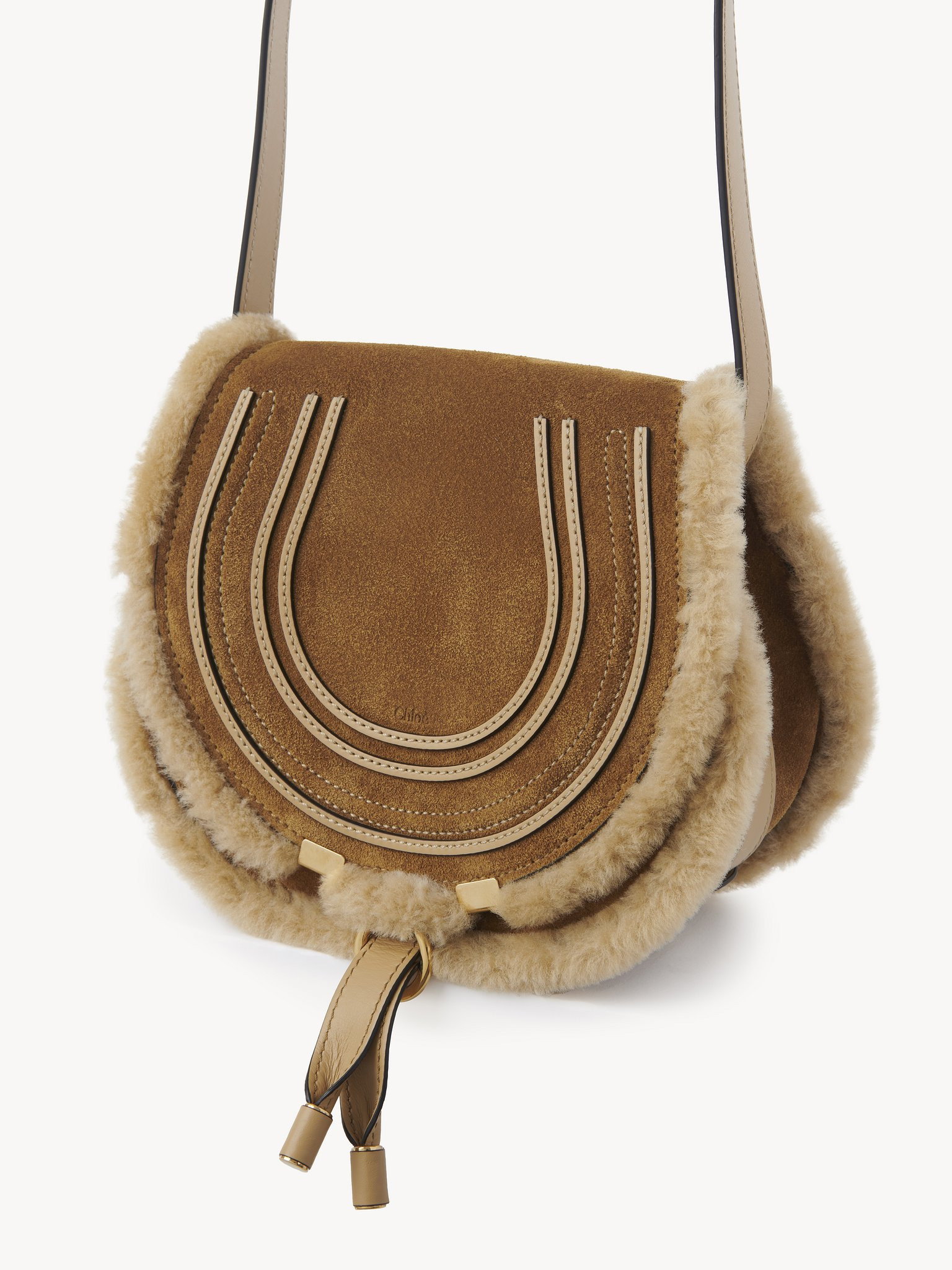 SMALL MARCIE SADDLE BAG IN SUEDE LEATHER & SHEARLING - 3