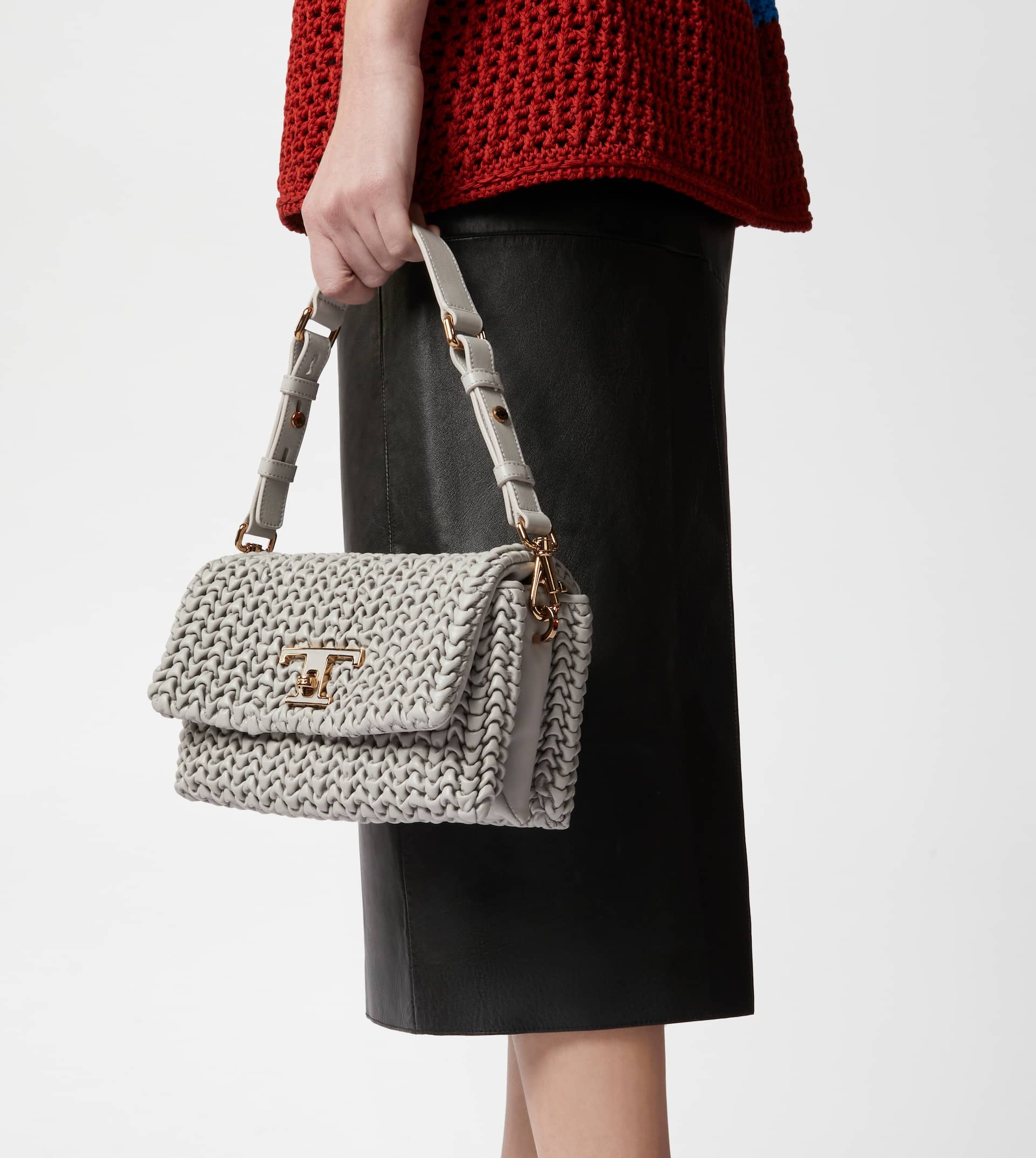 T TIMELESS FLAP BAG IN LEATHER MINI - GREY - 2