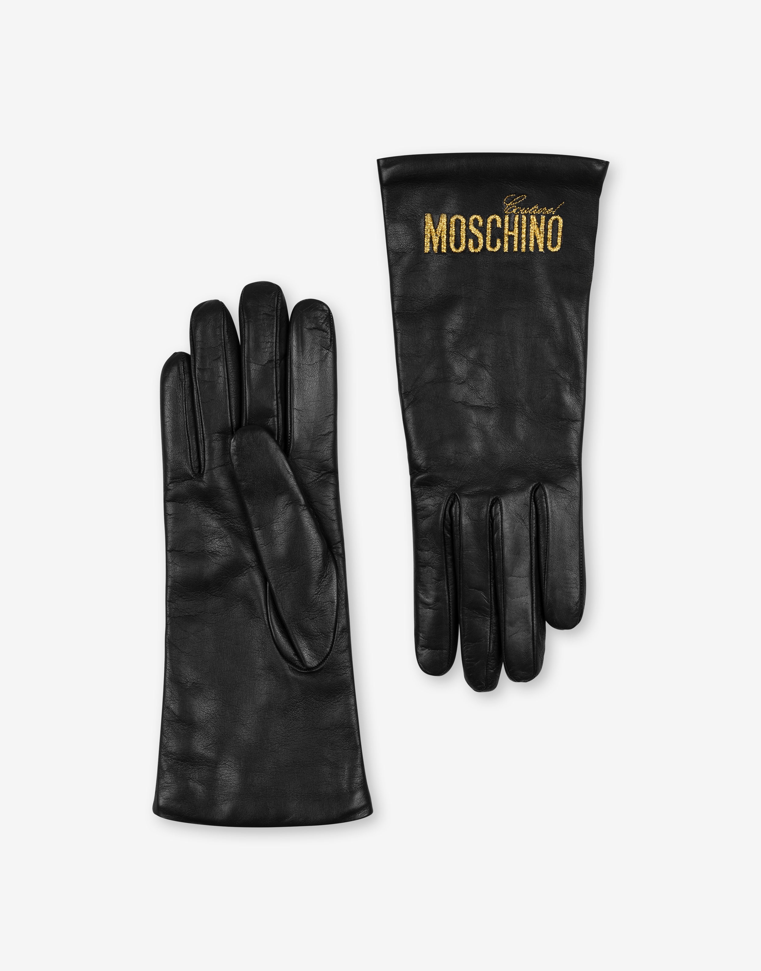 LOGO EMBROIDERY NAPPA LEATHER GLOVES - 1