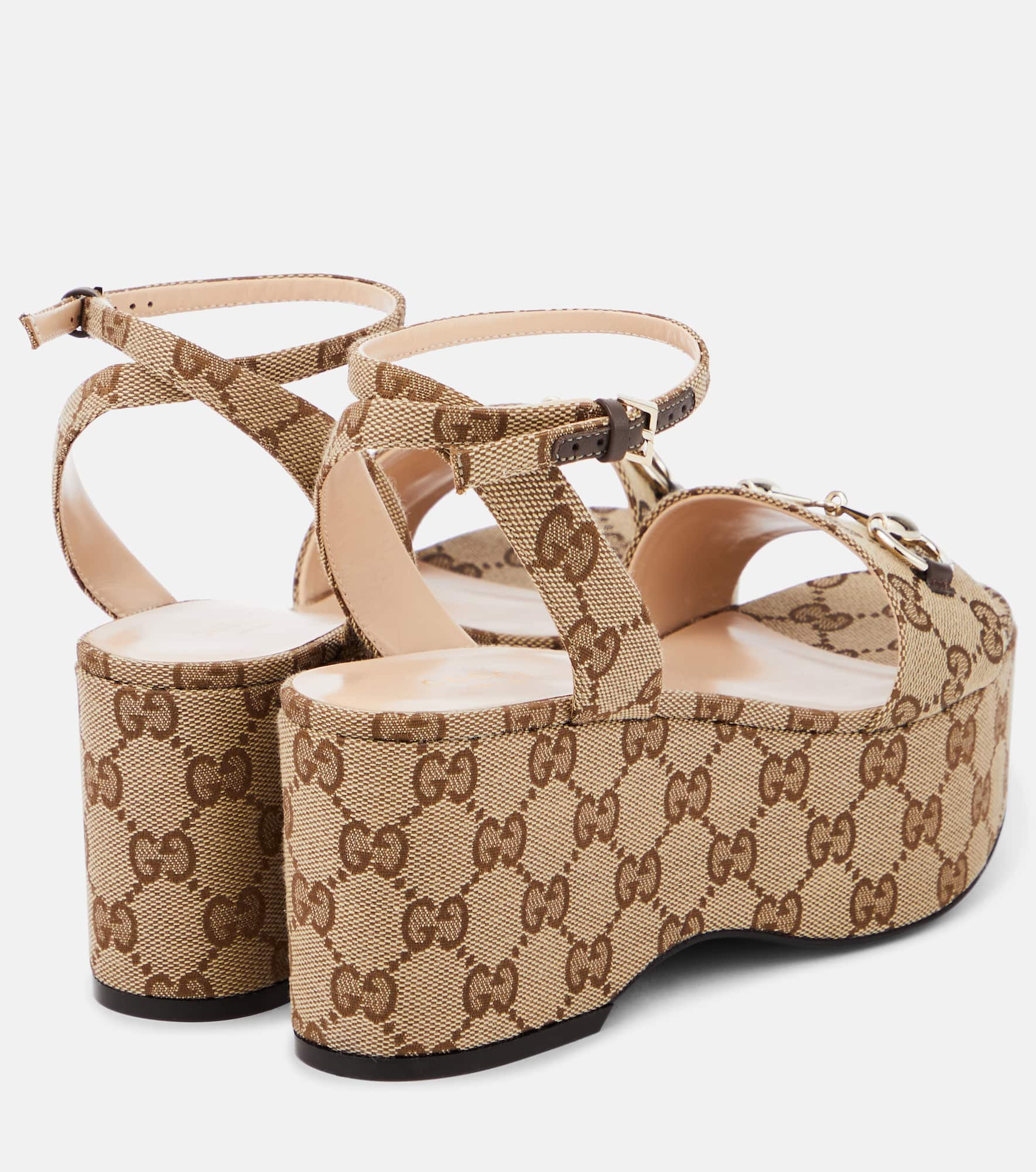 Horsebit GG canvas platform sandals - 3