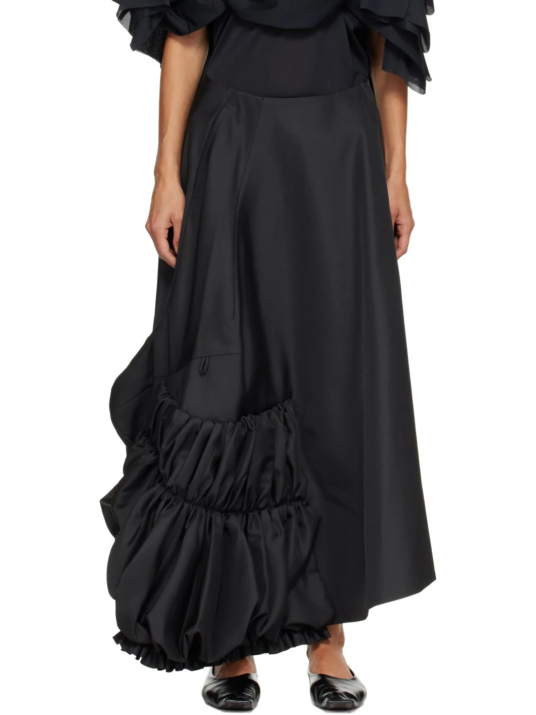 Black Twill Midi Skirt - 1