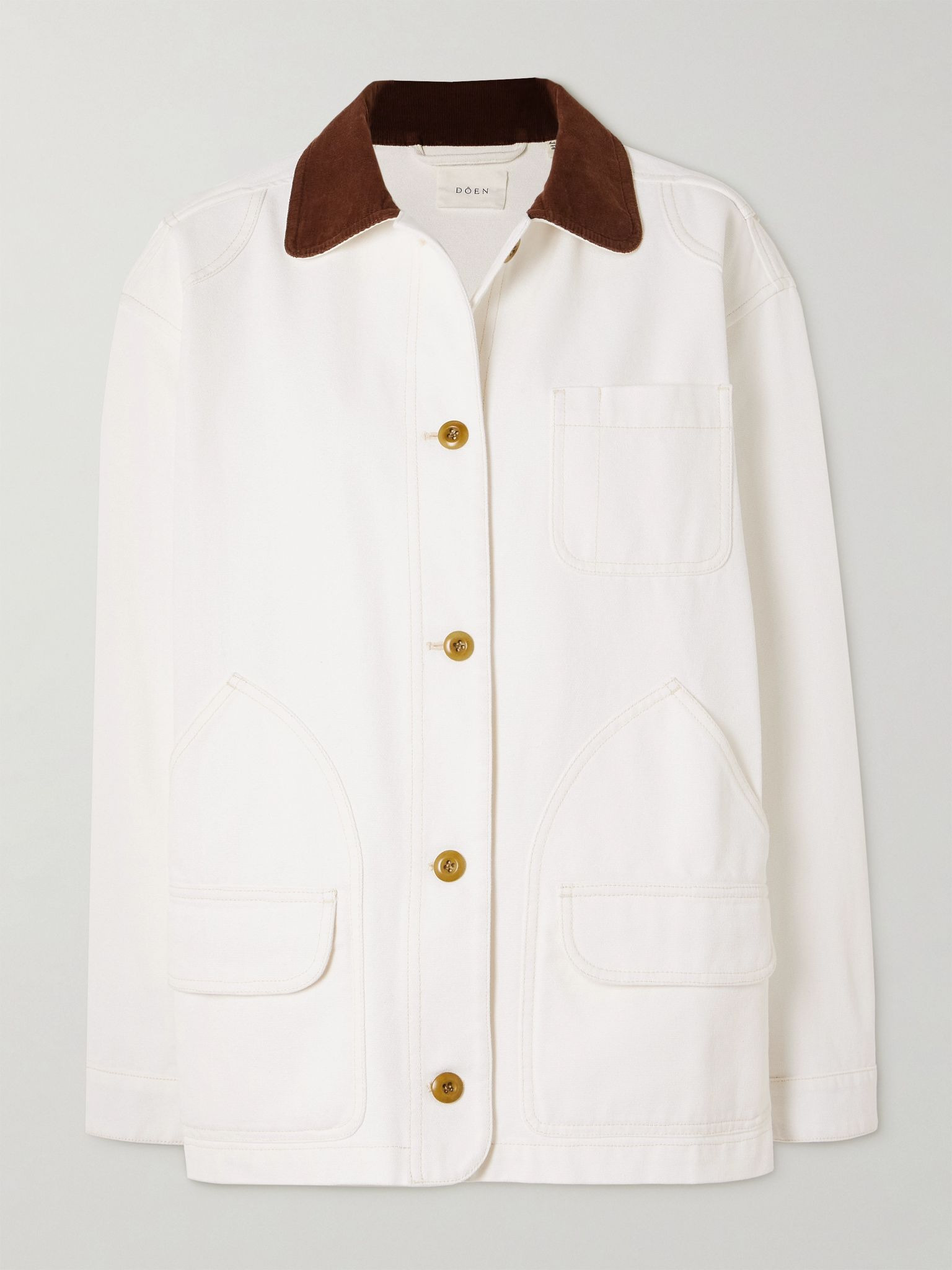 Pascual corduroy-trimmed cotton jacket White - 1