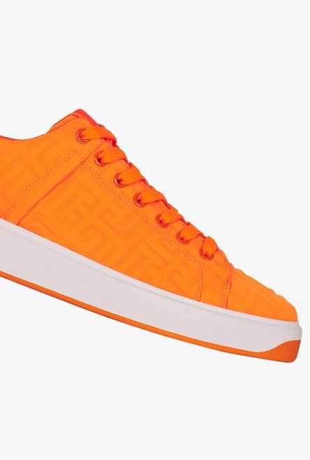 Neon orange embossed monogram neoprene B-Court sneakers - 6