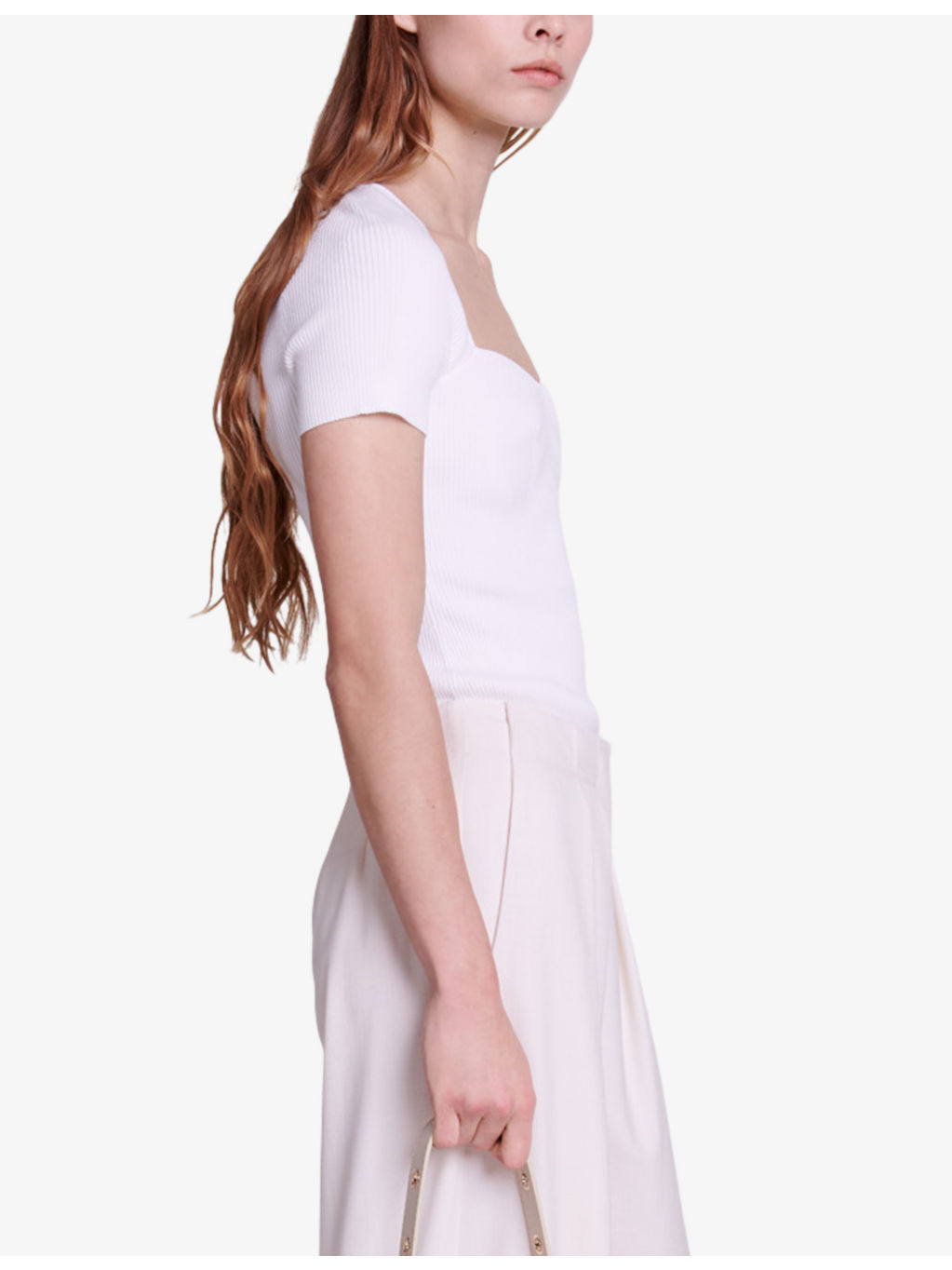 Moka sweetheart-neck short-sleeved sweater - 4