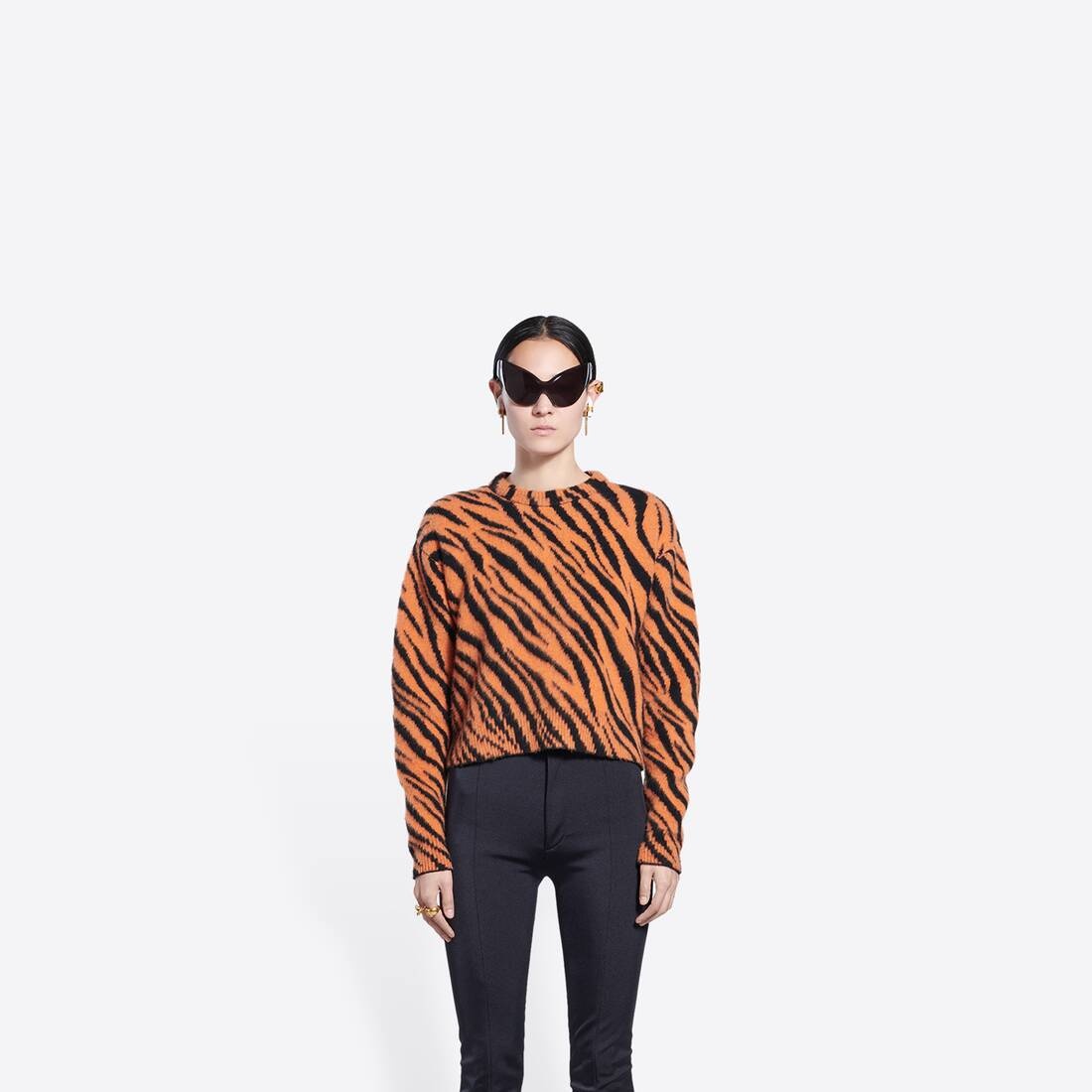 Women's Year Of The Tiger Cropped Sweater in Orange - 3