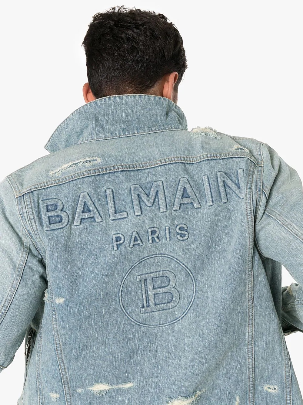 logo embossed denim jacket - 5