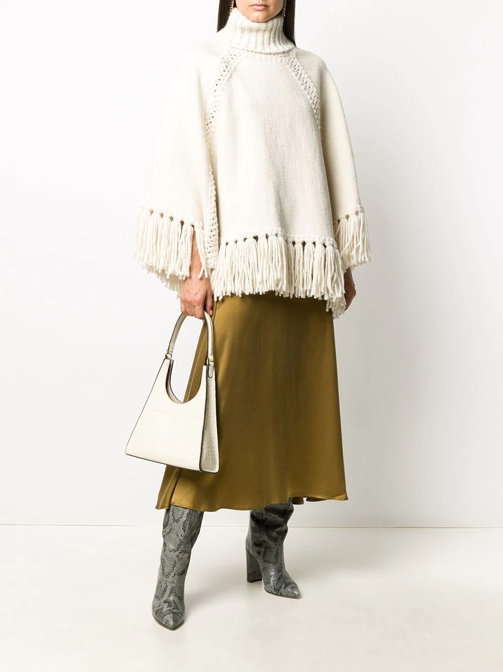 fringed knit poncho top - 2