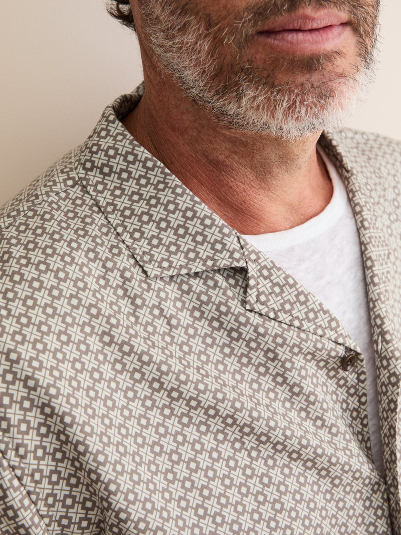 Men's Short Sleeve Shirt London Geo Cross Taupe 5