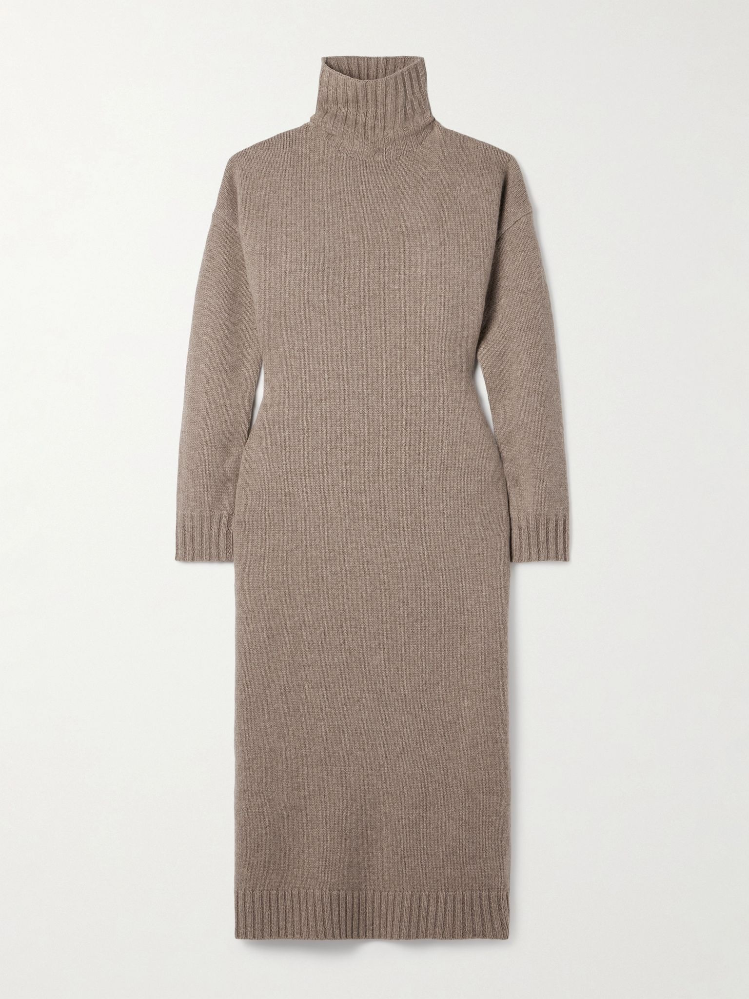 Cashmere turtleneck midi dress Brown - 1