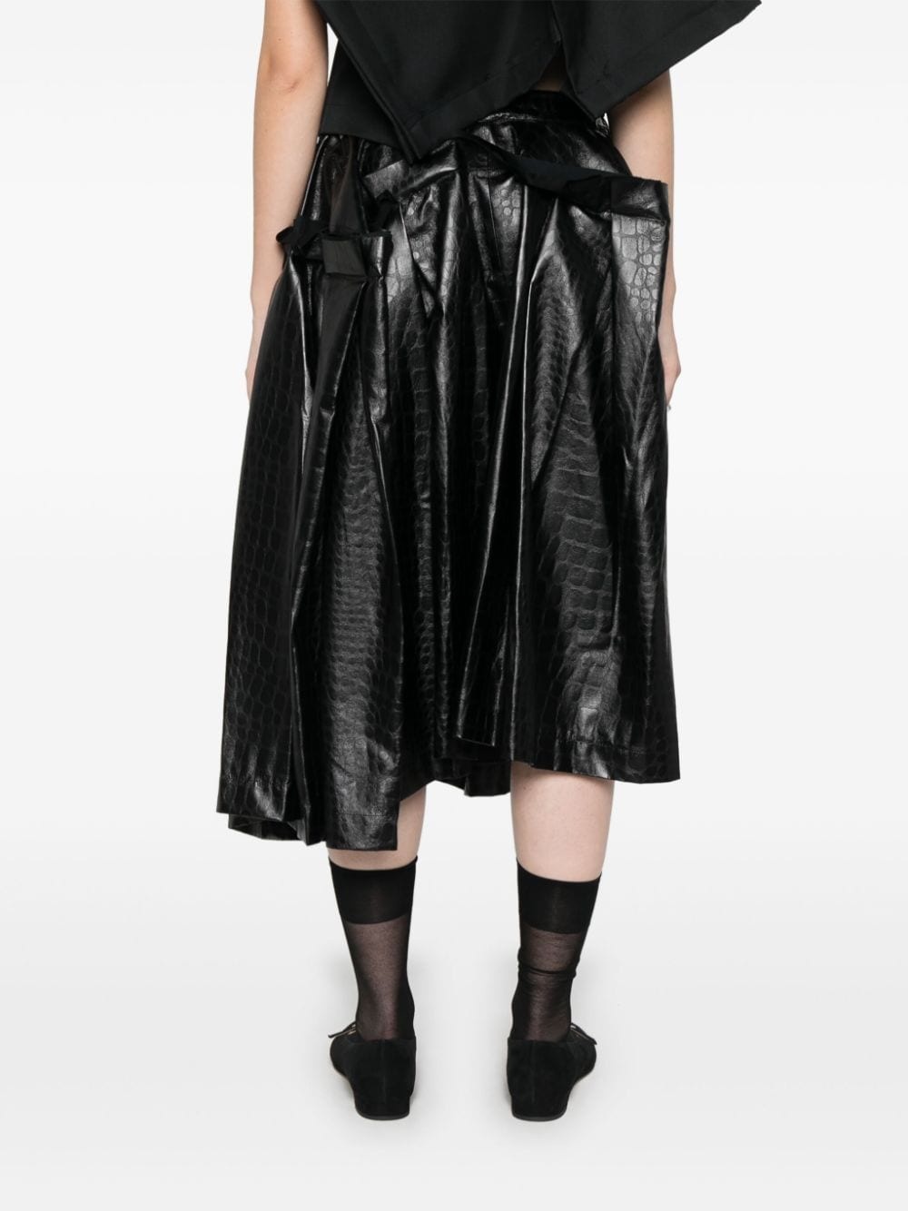 crocodile-embossed midi skirt - 4