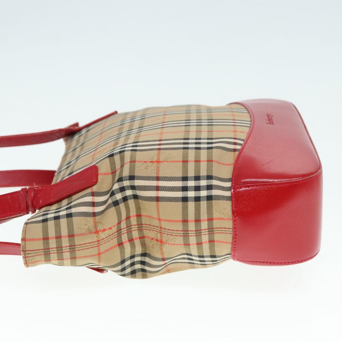 Burberry Nova Check Tote Bag Canvas Leather Beige Gold Red - 4