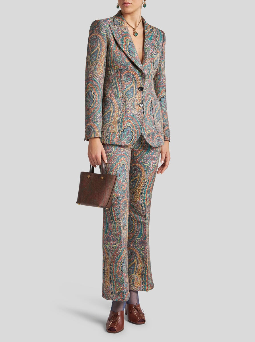 FLARED PAISLEY JACQUARD TROUSERS - 4