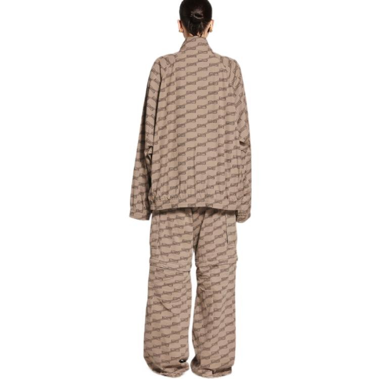 Balenciaga BB Monogram Tracksuit Jacket Regular Fit 'Beige Brown' 704495TML369378 - 4