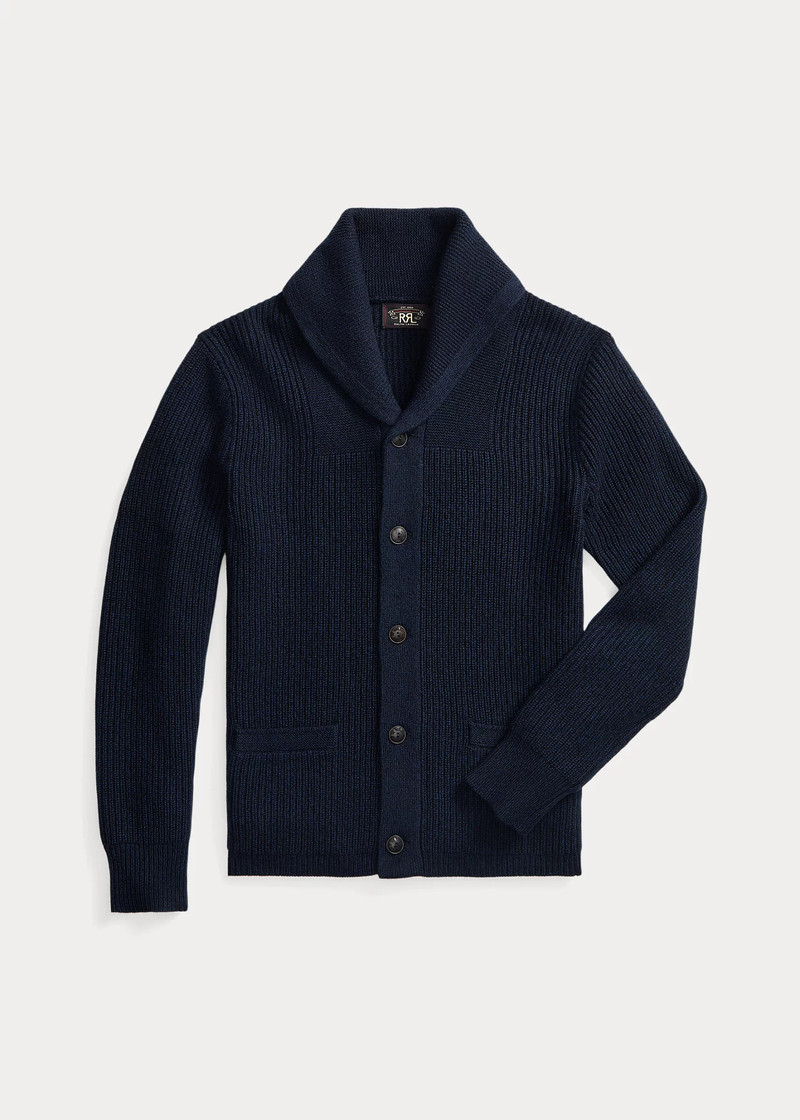 Textured Cashmere Shawl-Collar Cardigan - 1