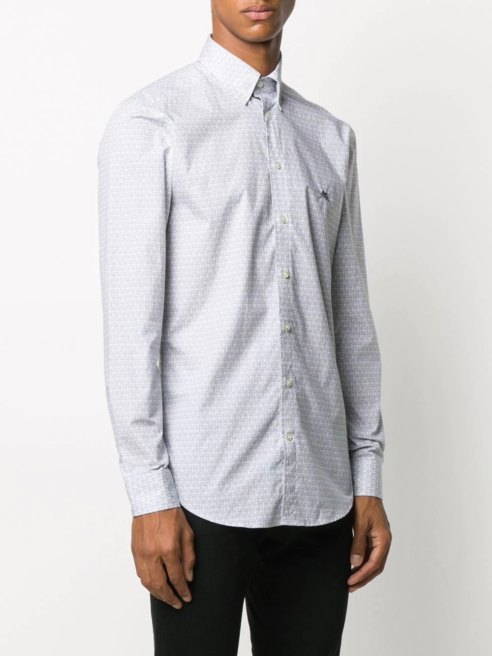 embroidered logo  button-down shirt  - 3