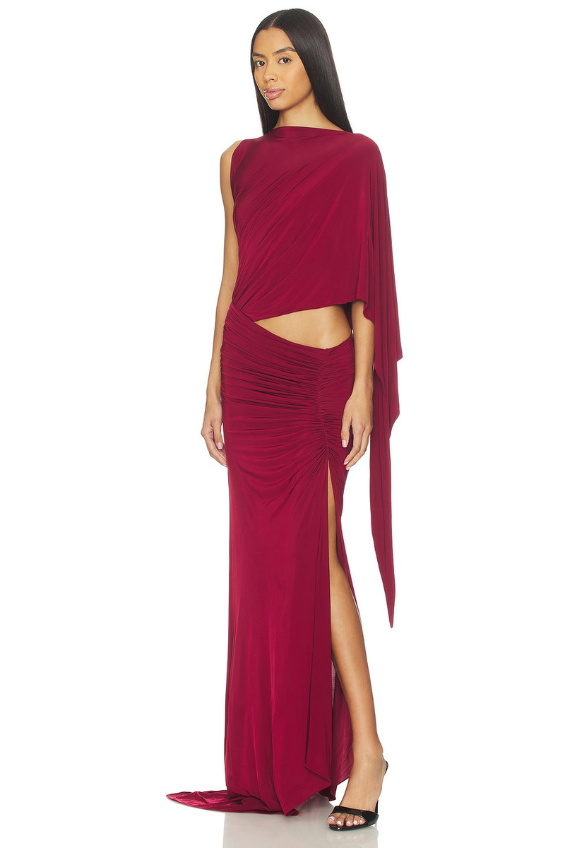 ALEX PERRY One Shoulder Drape Sleeve Gown outlook
