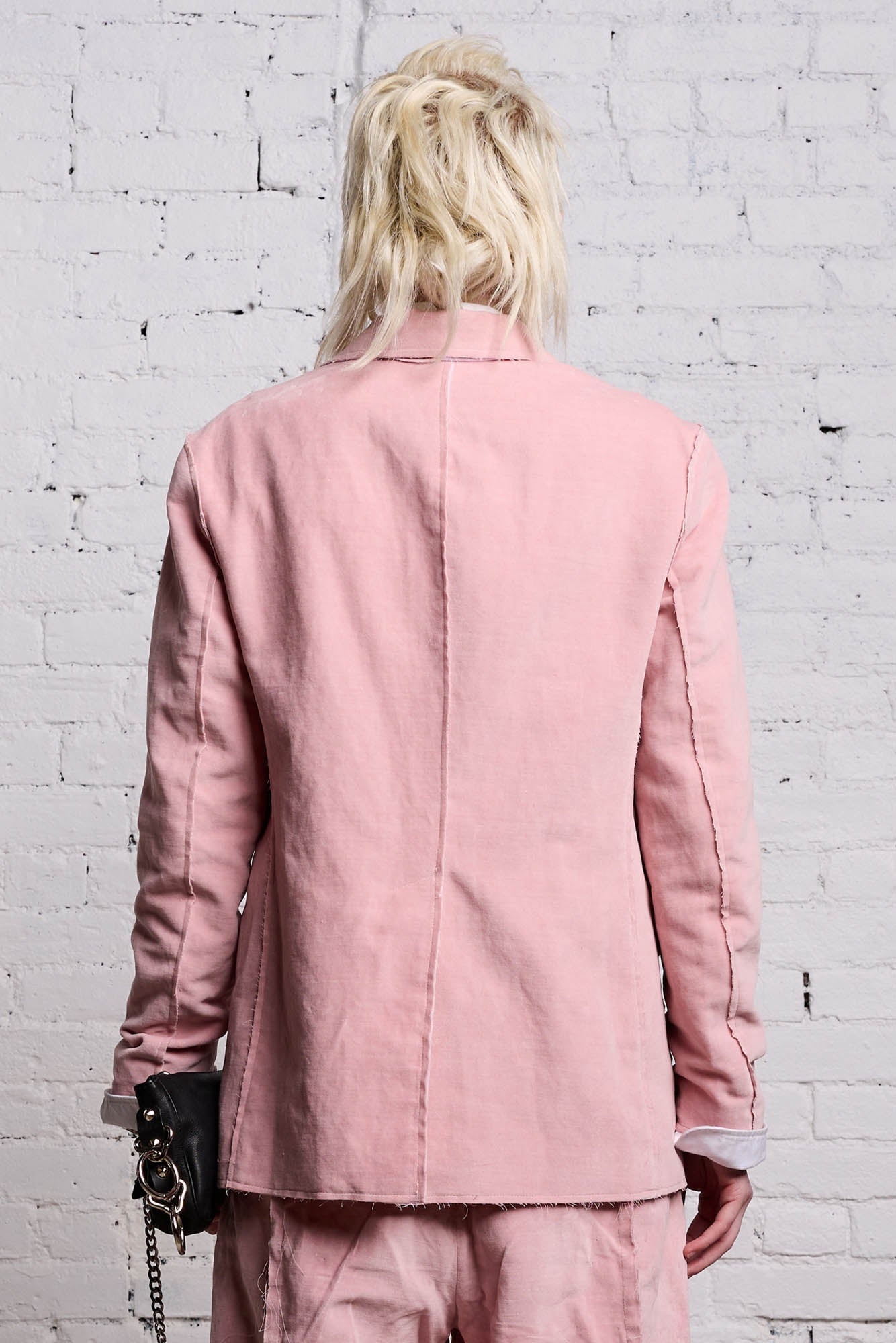 RAW CUT SHRUNKEN BLAZER - PINK VELVET - 7