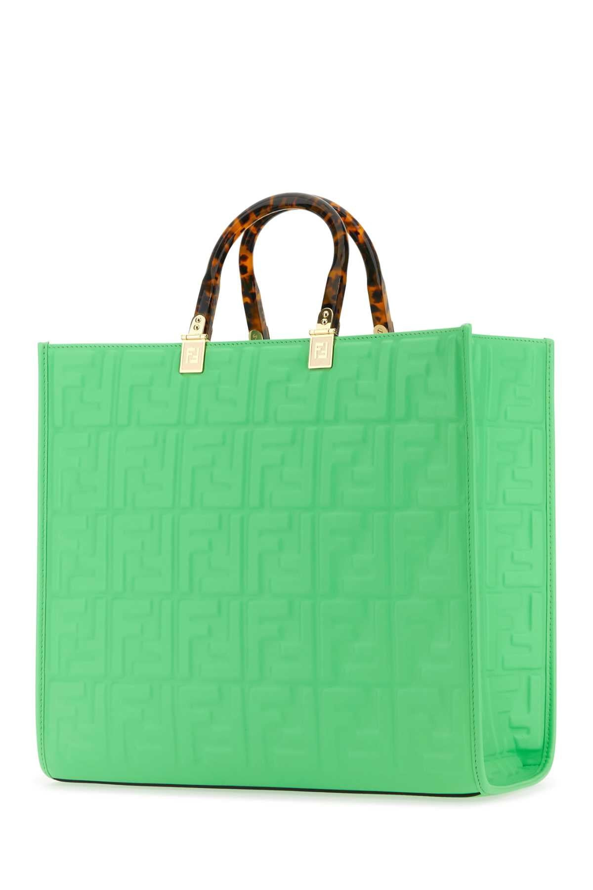 Fendi Women Green Leather Medium Sunshine Shopping Bag - 2
