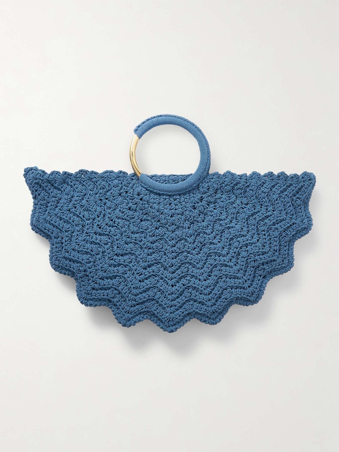 Scalloped crocheted tote Blue - 3