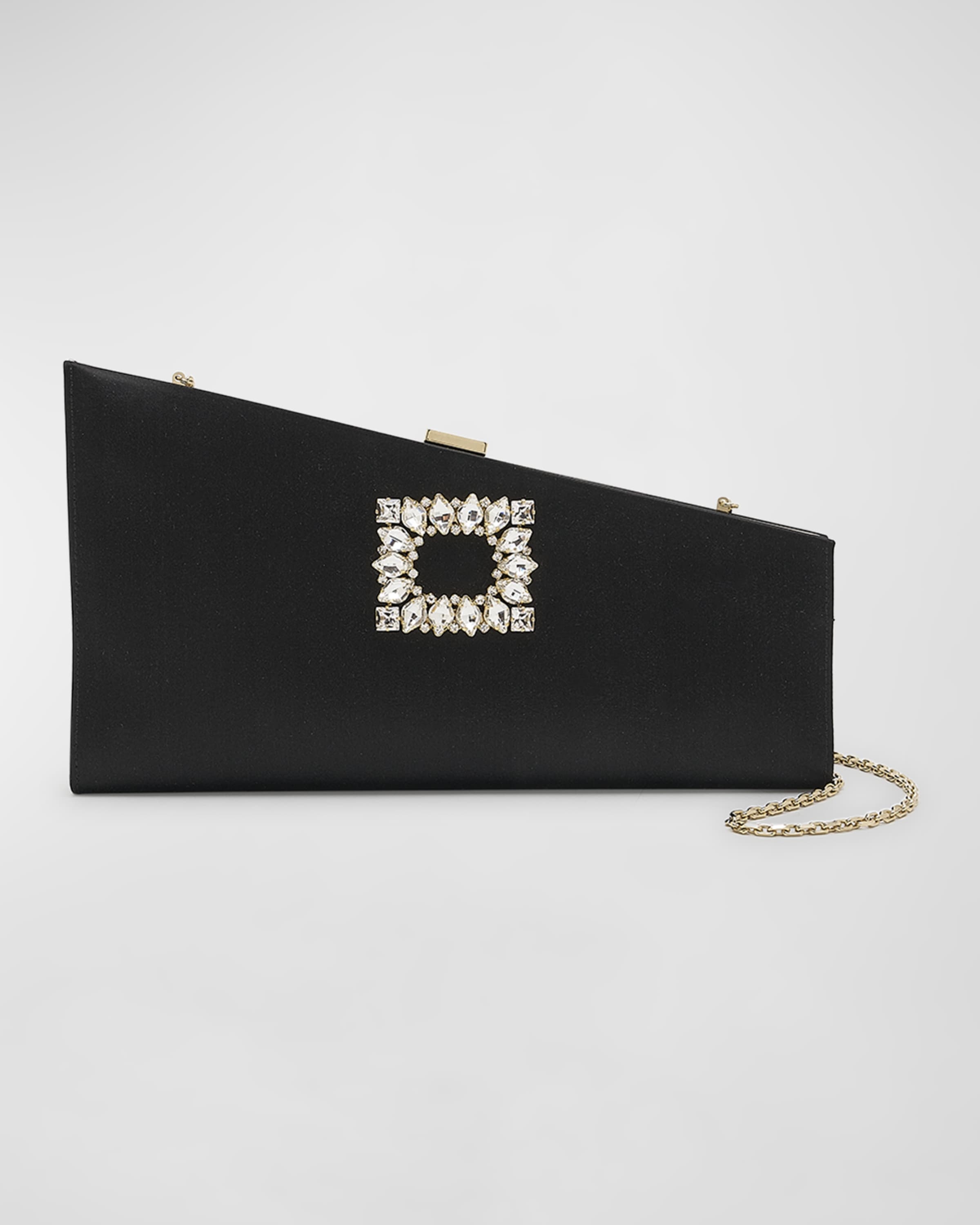 Roger Vivier - Jeu de Fille Strass Buckle Clutch Bag in Velvet, Black, Handbags