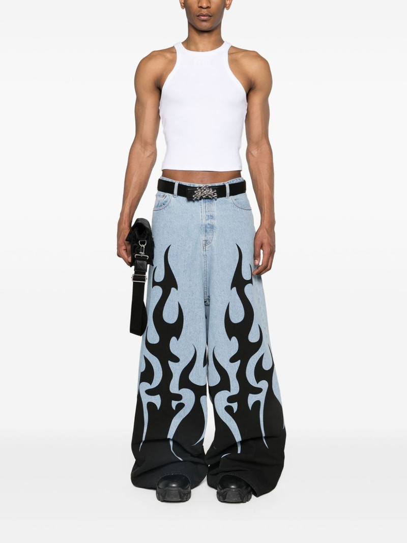 VETEMENTS flame-print wide-leg jeans outlook