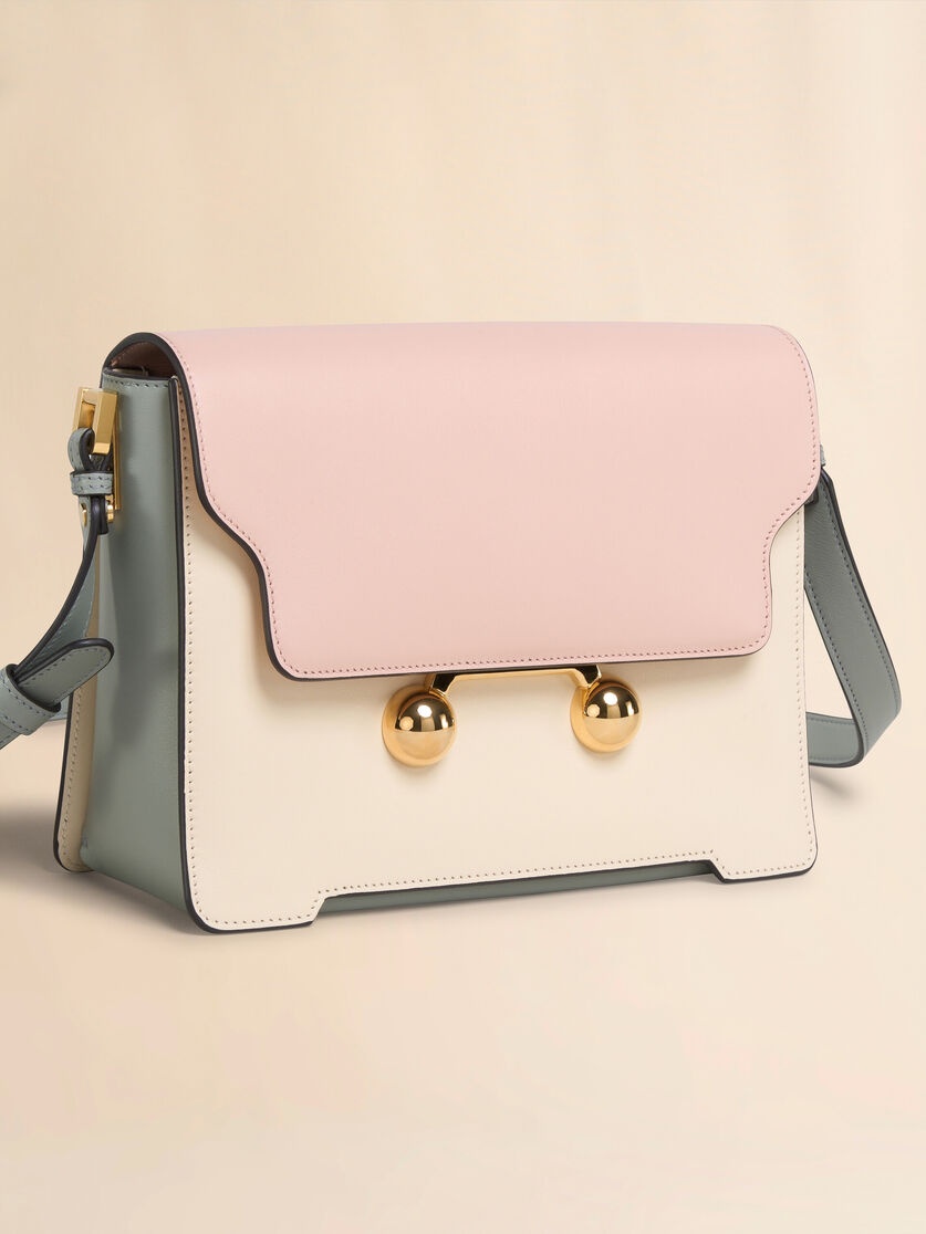 LIGHT PINK, WHITE E GREY LEATHER TRUNKAROO MEDIUM SHOULDER BAG - 4