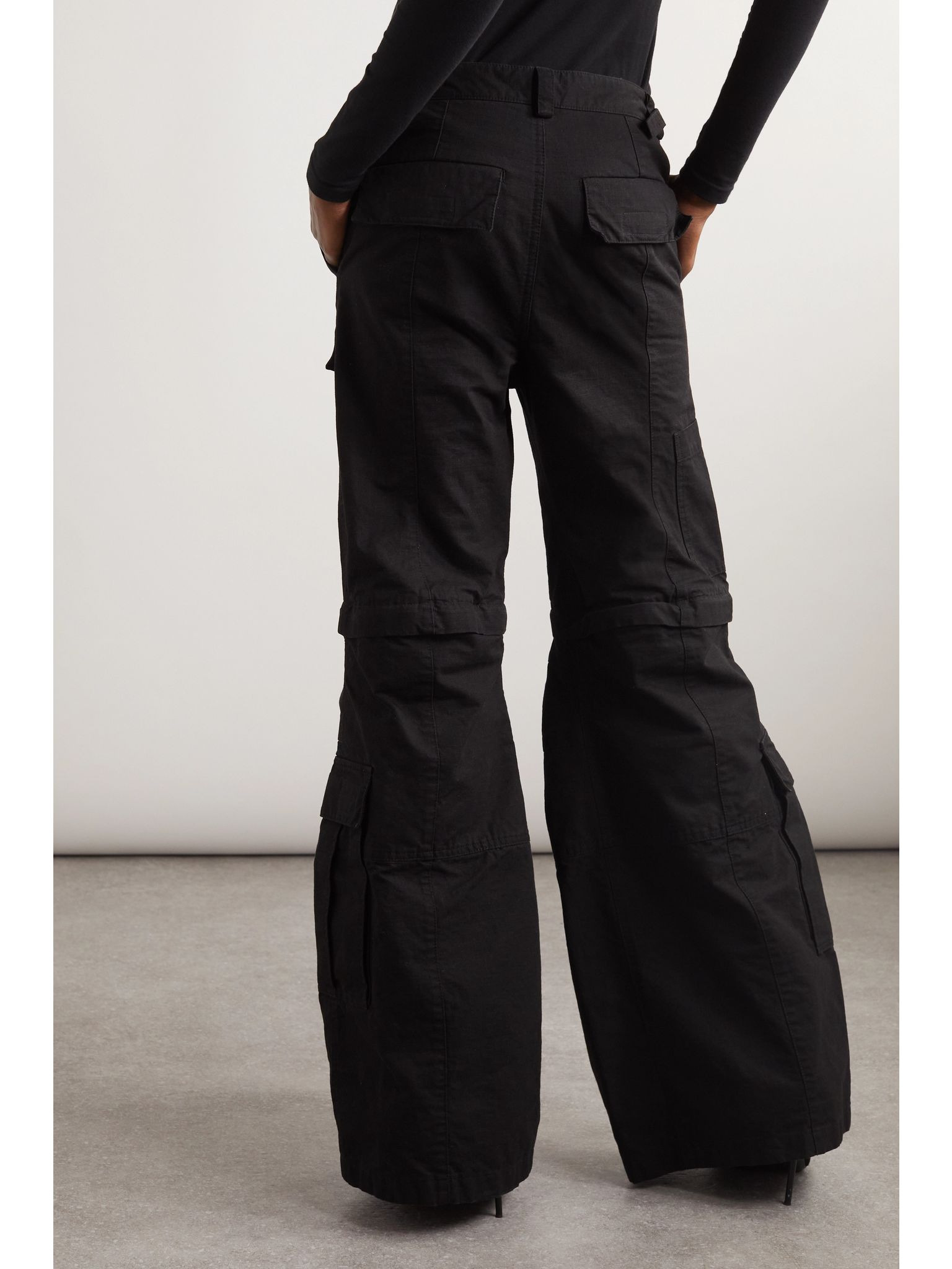 Paneled cotton-ripstop cargo pants Black - 3