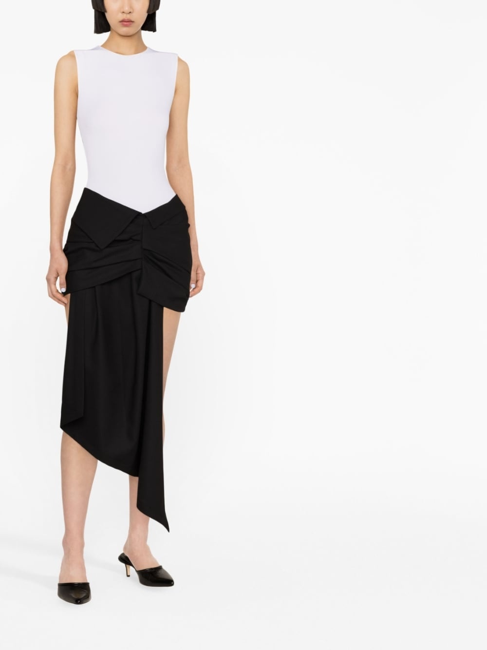 box-pleat asymmetric skirt - 4