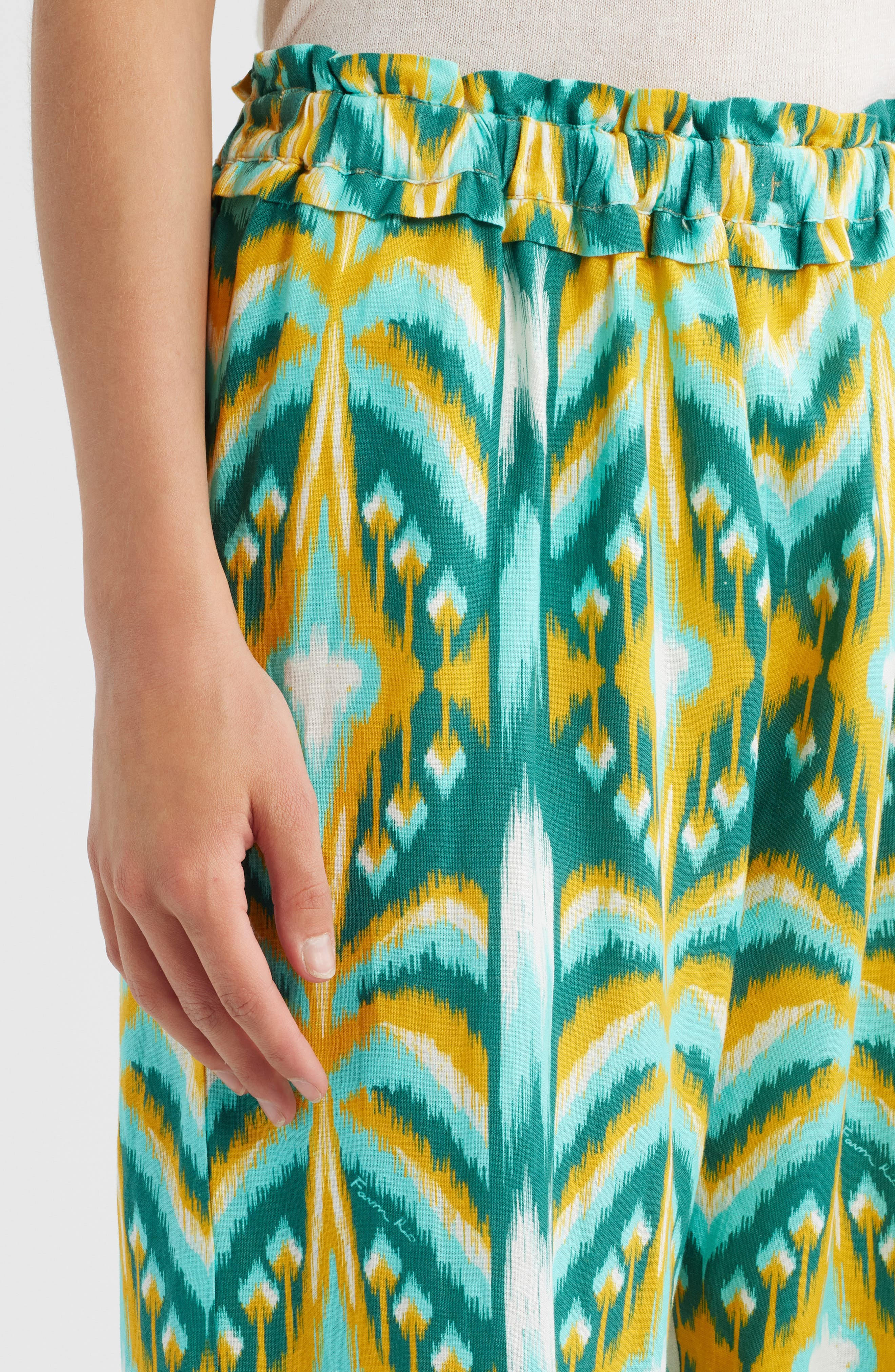 FARM Rio Tropical Tapestry Wide Leg Linen Blend Pants in Off-White at Nordstrom - 4