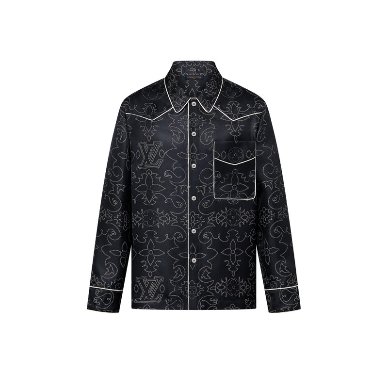 Printed Long-Sleeved Silk Pyjama Overshirt 1