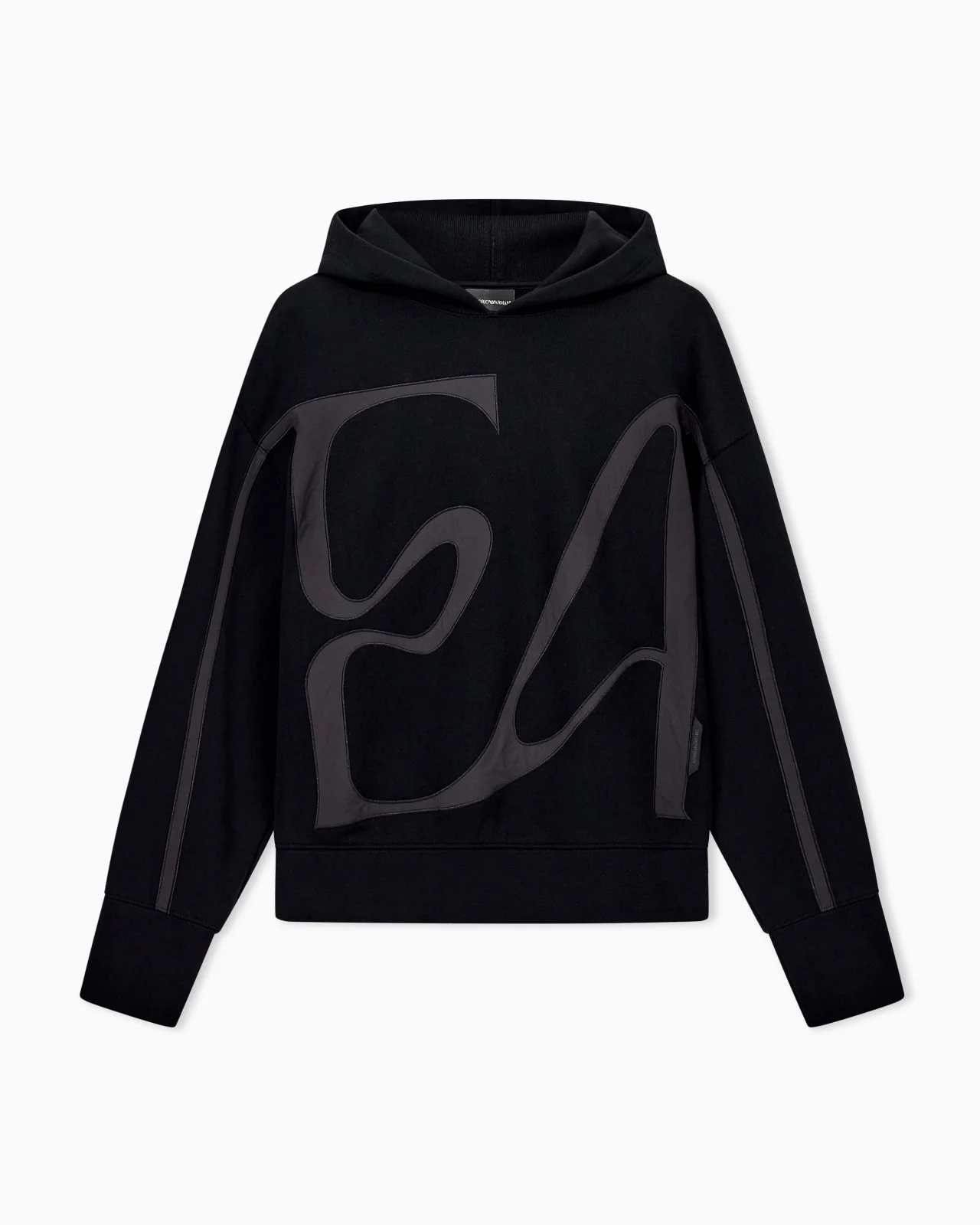 FRENCH TERRY JERSEY HOODIE WITH OVERSIZED EA EMBROIDERY - 1