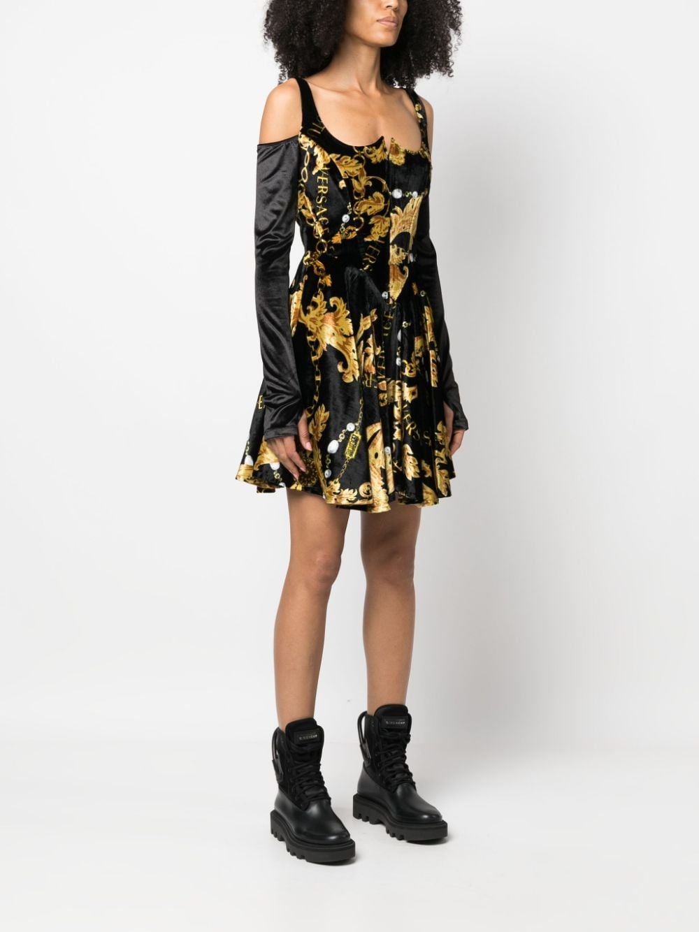 Chain Couture long-sleeved corset dress - 3