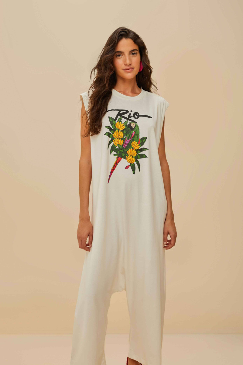 FARM RIO Off-White Rio Macaw Organic Cotton Jumpsuit outlook