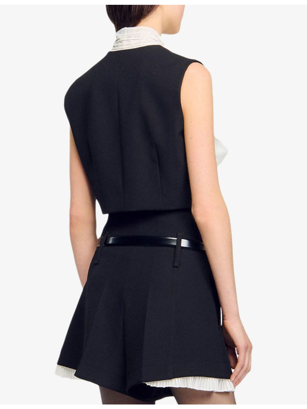 Bow-Neck Sleeveless Cropped Stretch-Woven Top - 4