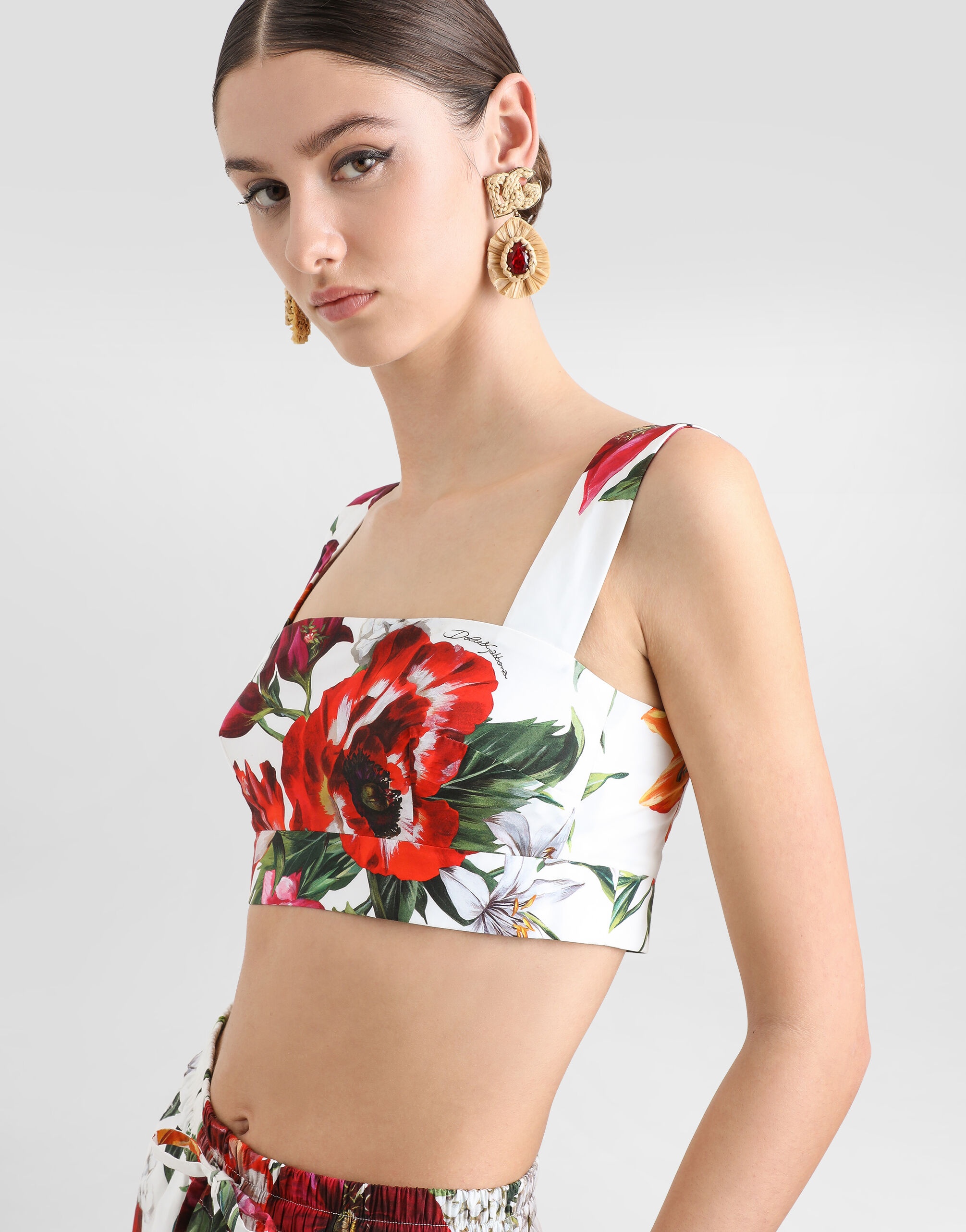 Flower-print poplin top - 4
