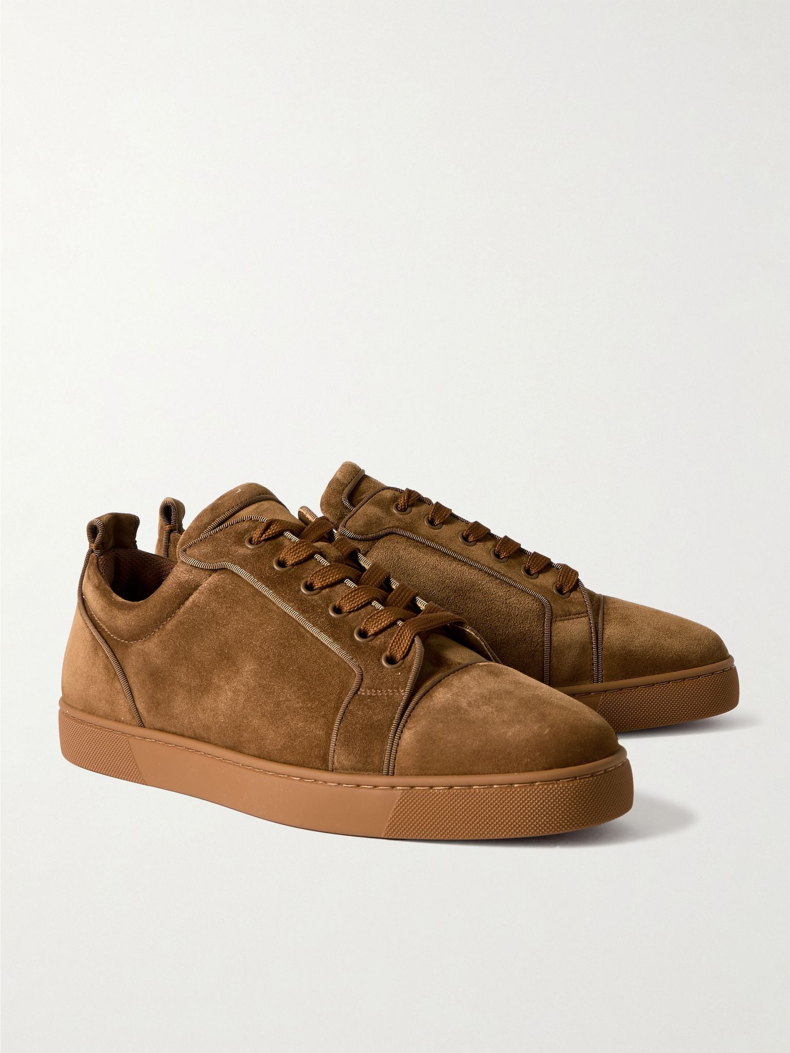 Louis Junior Grosgrain-Trimmed Suede Sneakers Brown - 4