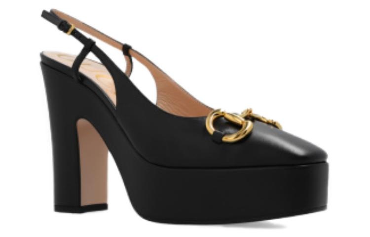 (WMNS) Gucci High heel pump with Horsebit 'Black Leather' 723837-BKO00-1000 - 3