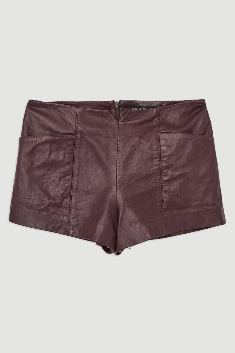 Leather Notch Detail Mini Shorts 4