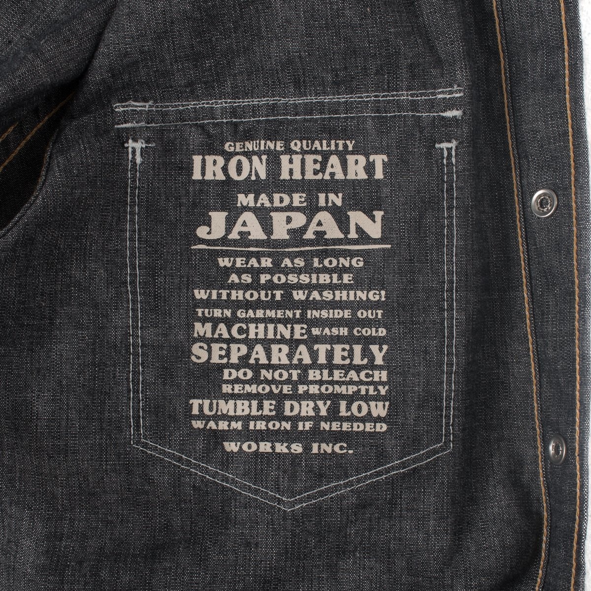 10oz Selvedge Chambray Single Yoke Western Shirt - Black - 13