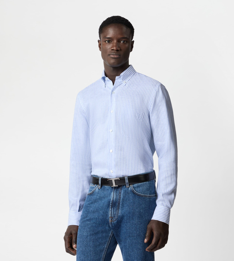 Tod's SHIRT IN LINEN - LIGHT BLUE, WHITE outlook