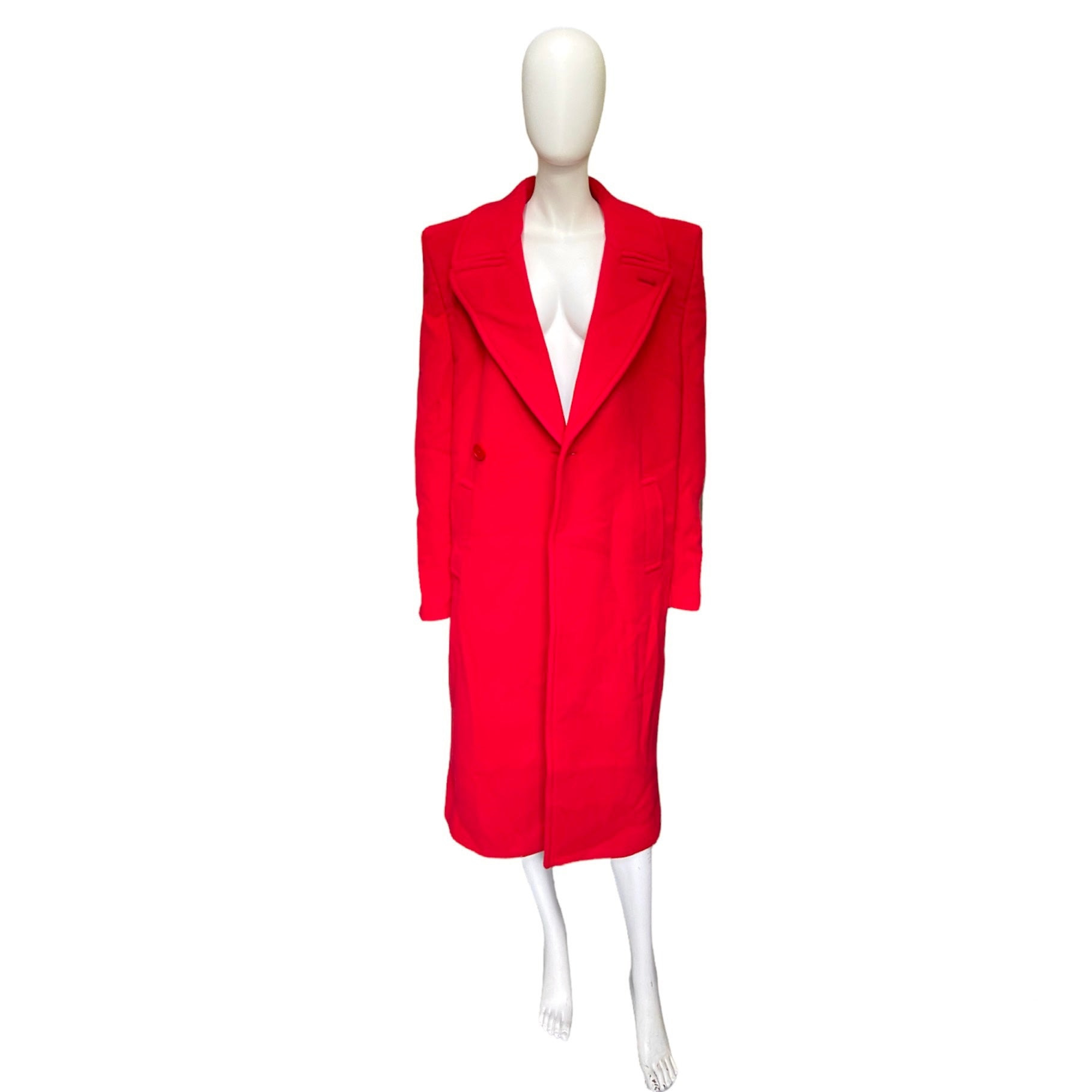 Balenciaga Ss19 runway 80s boxy shoulder red camel wool coat jacket 46 - 9