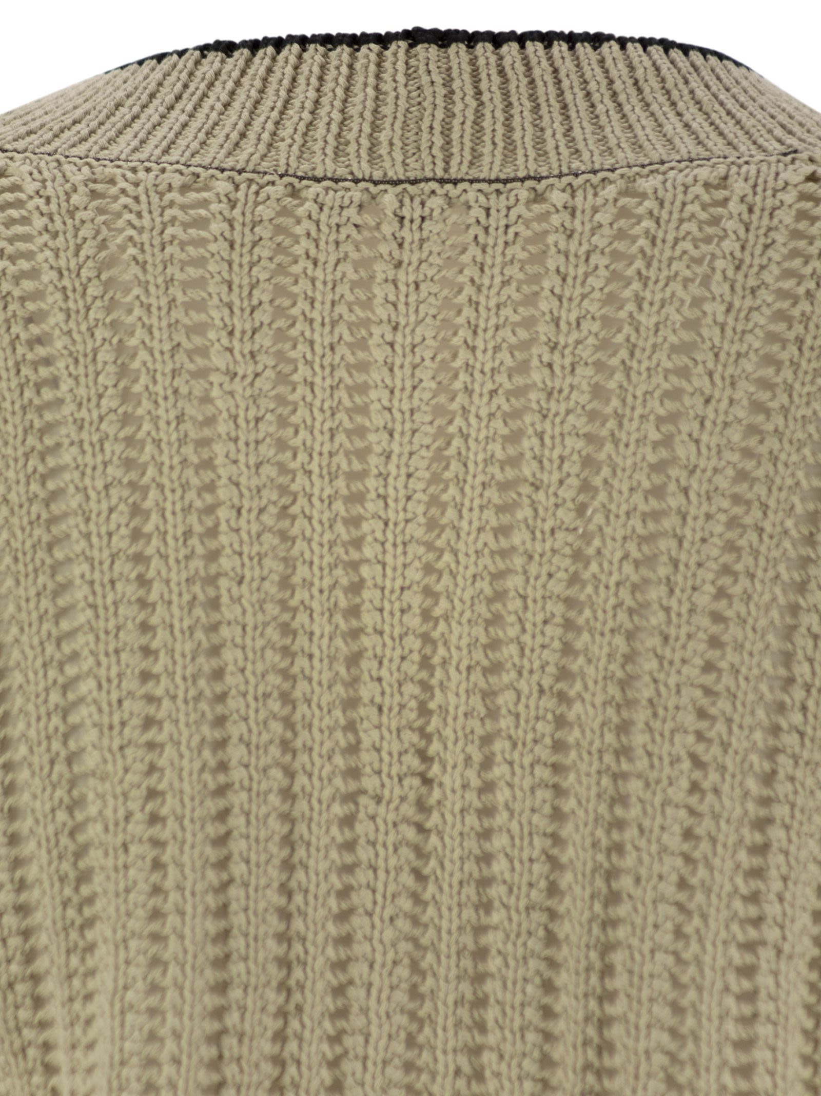 Brunello Cucinelli Women Perforated Rib Cotton Knit Cardigan With Jewellery - 4