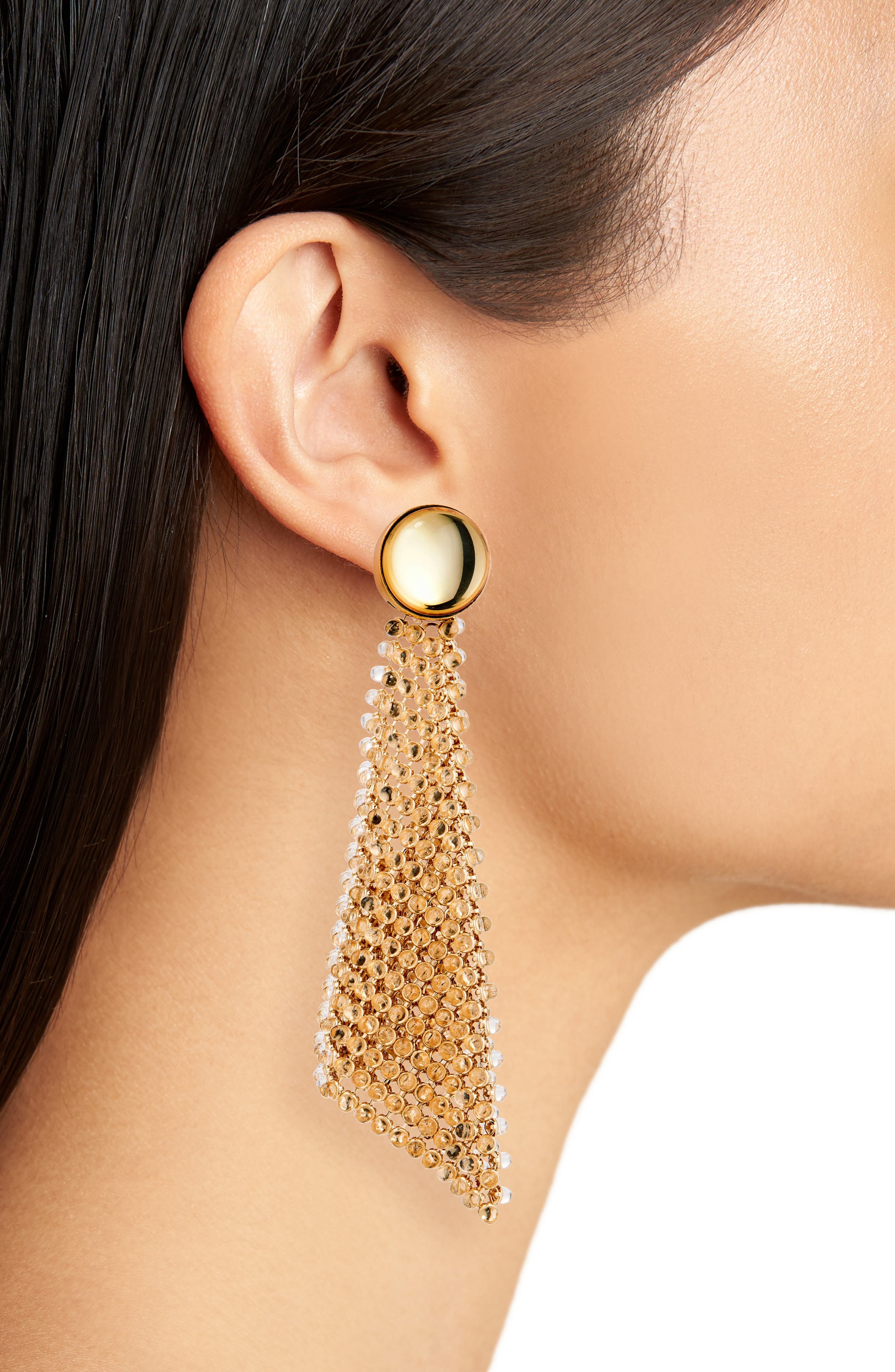 Rabanne Crystal Mesh Drop Earrings in Gold /Transparent at Nordstrom - 2