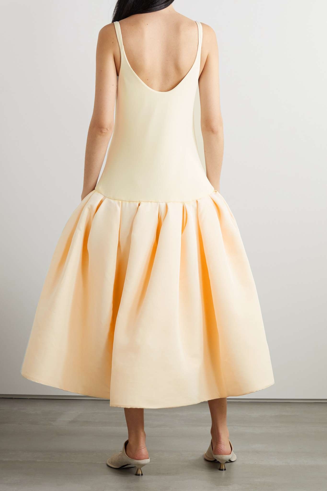 Lynette pleated jersey and crepe midi dress - 3