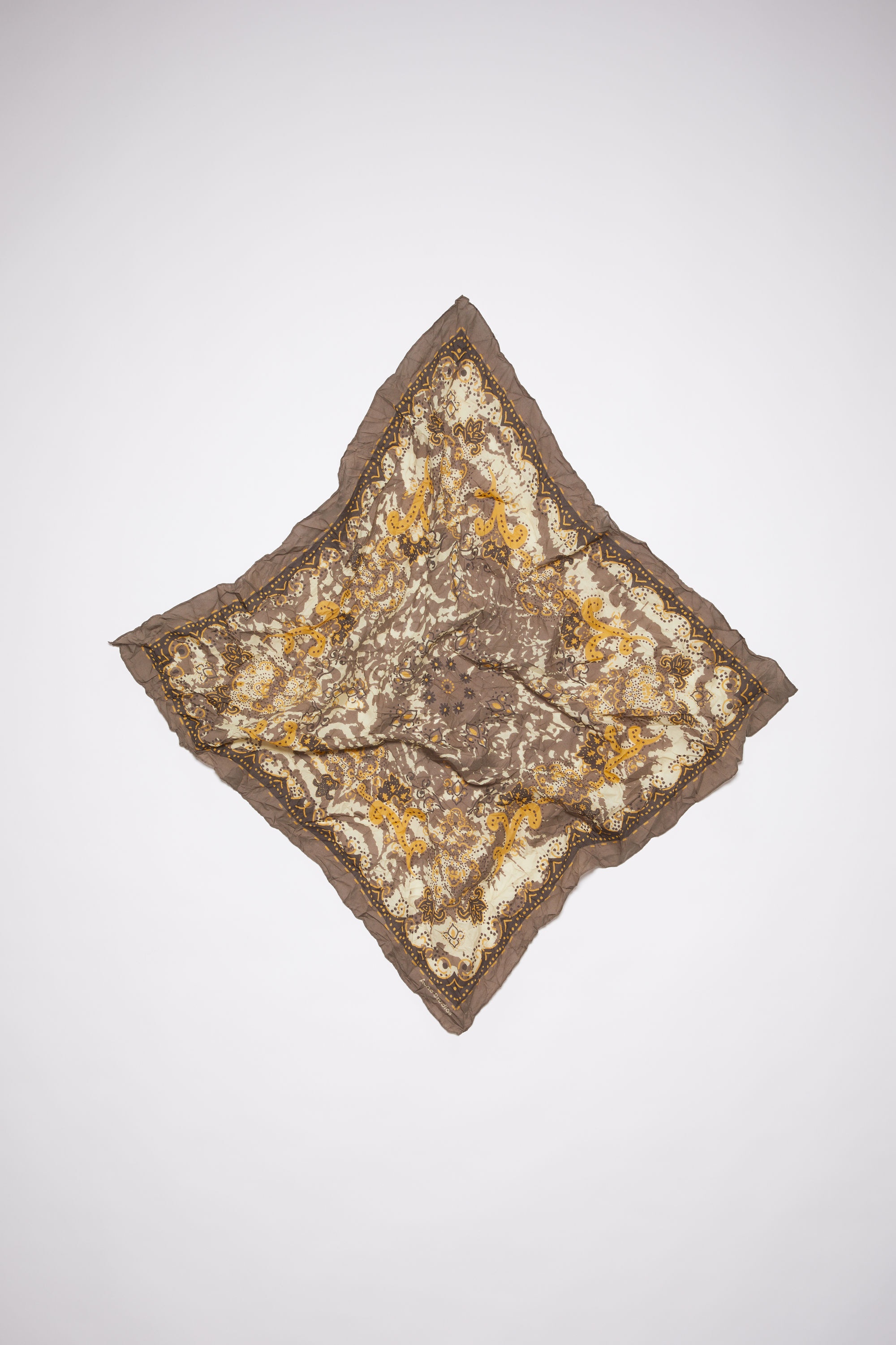 Cotton-silk scarf - Brown/yellow - 1