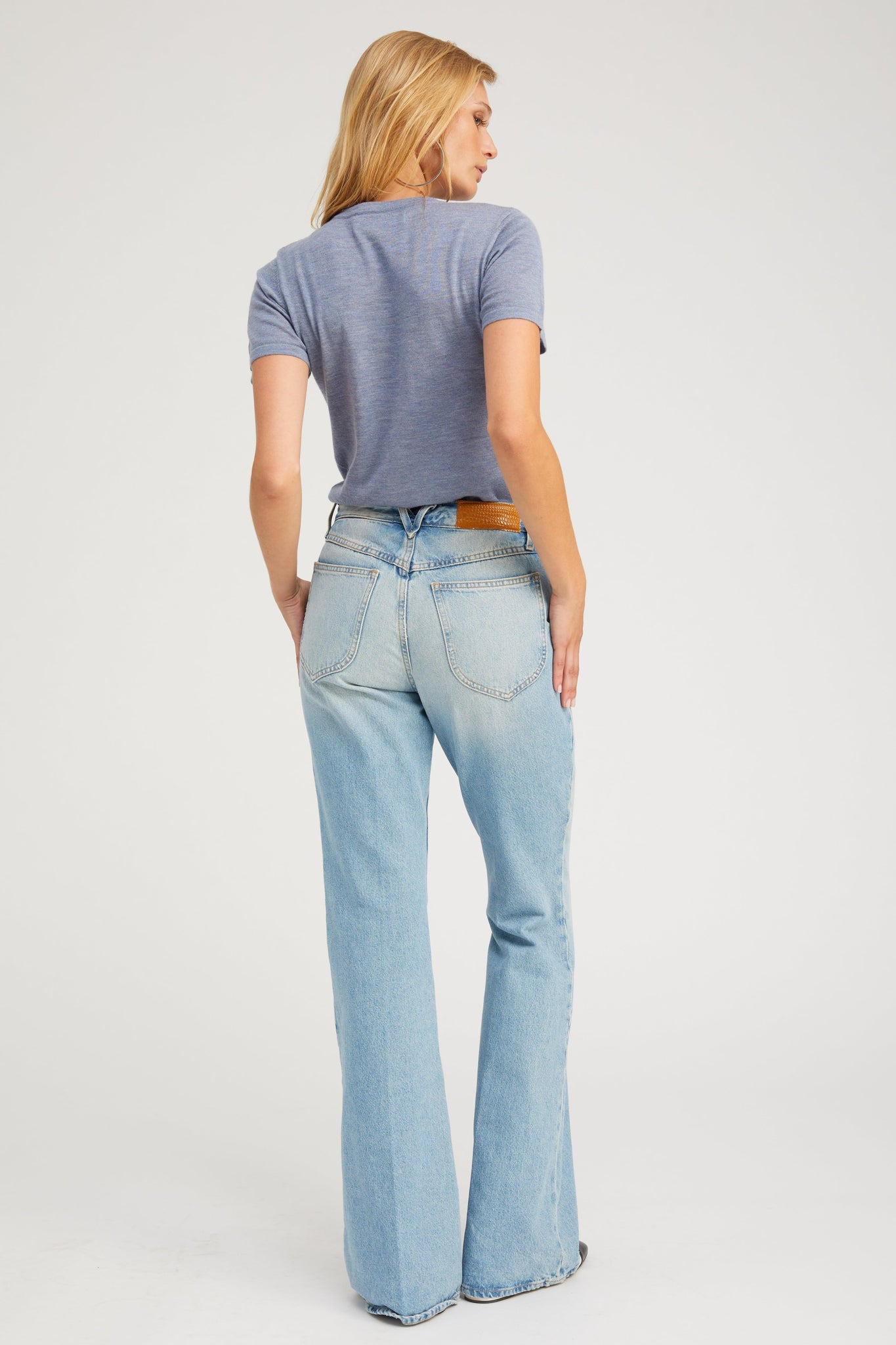 STEEL BLUE ULTRA FINE CASHMERE TEE - 4