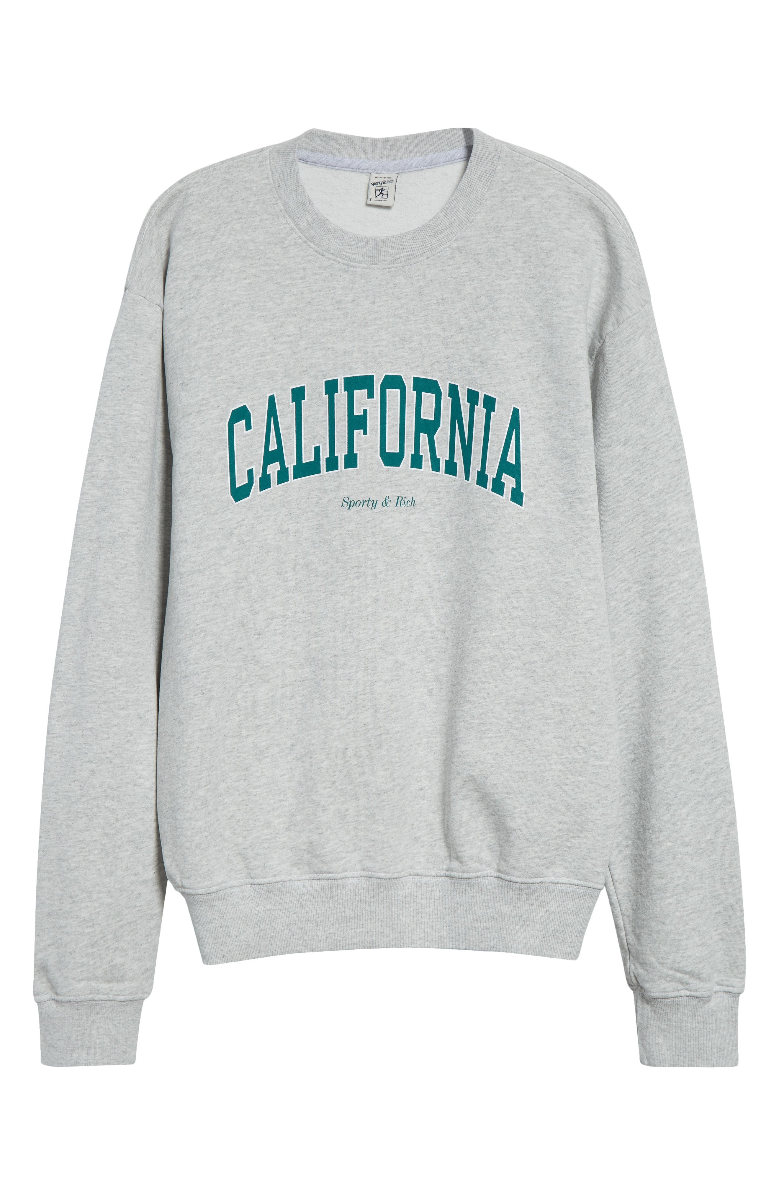Sporty & Rich California Crewneck Sweatshirt in Heather Gray at Nordstrom - 6