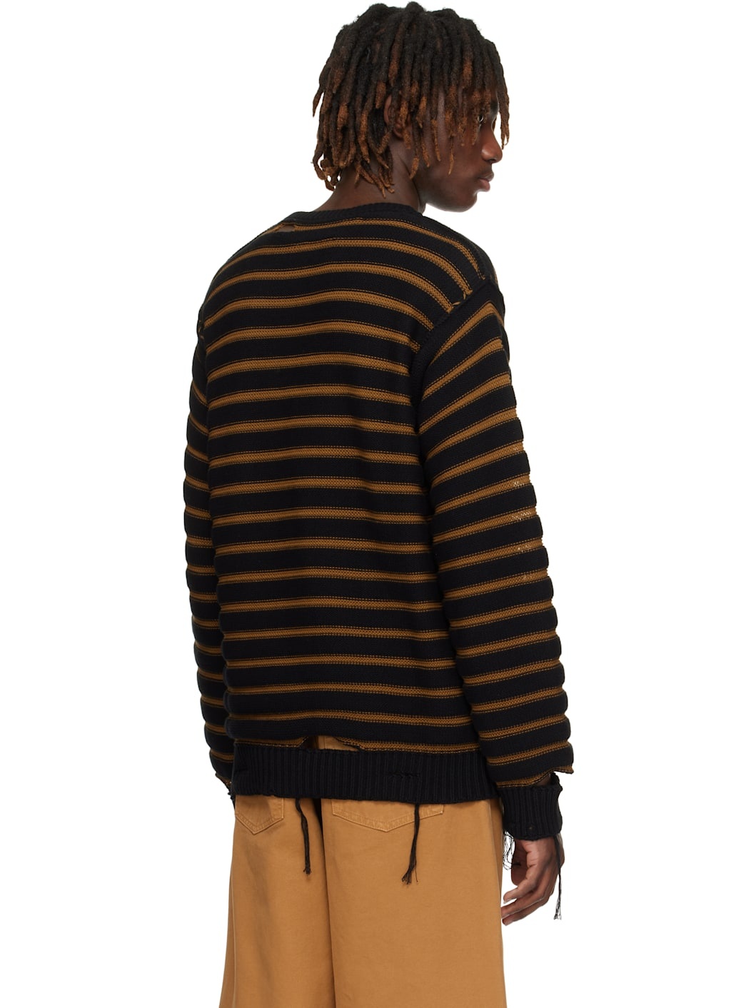 Black & Brown Cotton Knit Sweater - 3