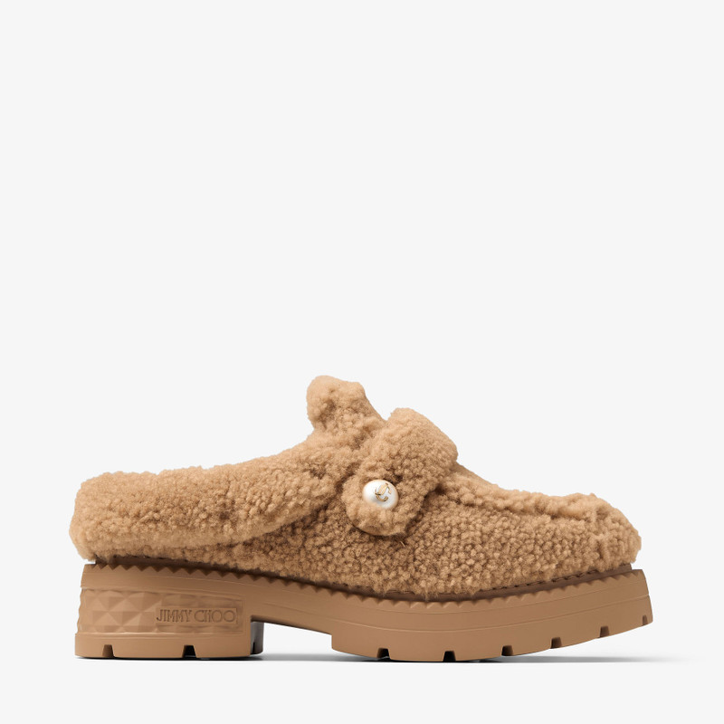 Shea Mule Flat Rattan Curly Shearling Flats - 1
